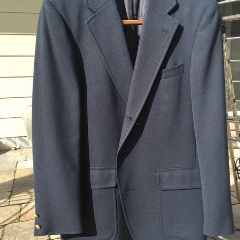 40R Navy Hopsack Blazer 3/2 Roll Ivy Style